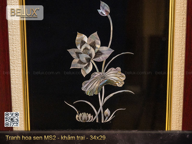 Tranh hoa sen khảm trai MS2 kt 34x29cm&nbsp;